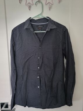 Marc Anthony Men's Dark Gray Checked Button-Down Shirt